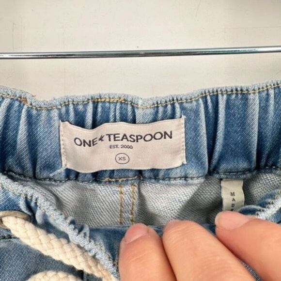 One Teaspoon Pacifica Luxe Stretch Drawstring Boyfriend Pull On Jeans XS - Picture 3 of 13